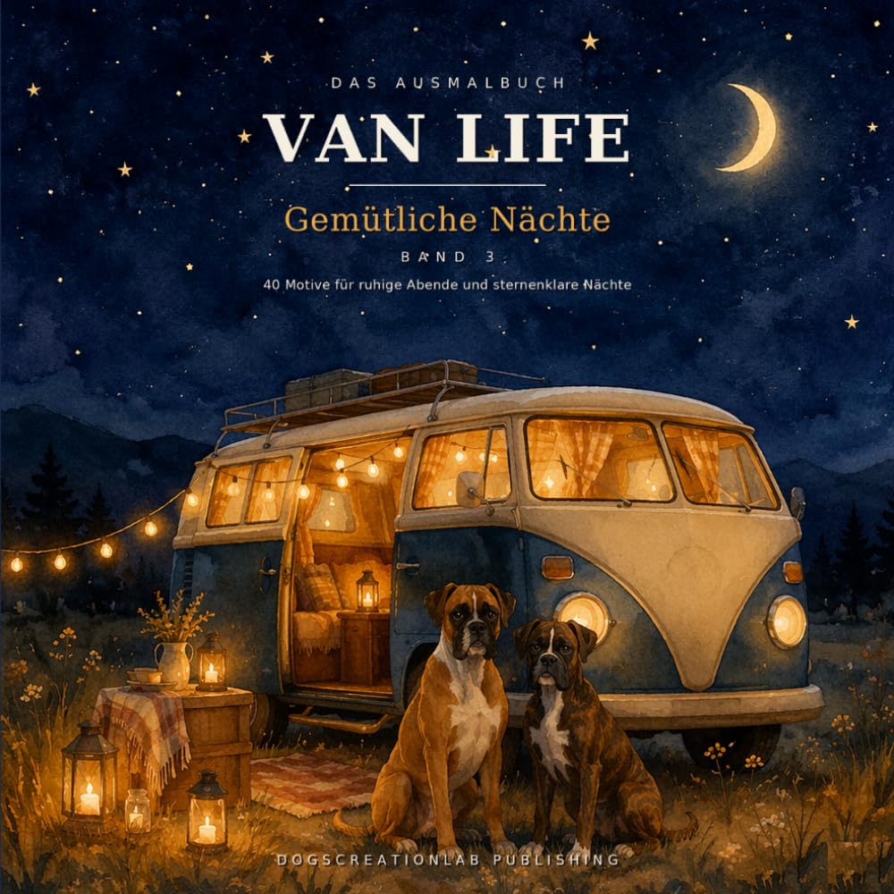 Buchcover: VAN LIFE – Gemütliche Nächte – 40 stimmungsvolle Motive rund um Vanlife, Lagerfeuer & Sternenhimmel