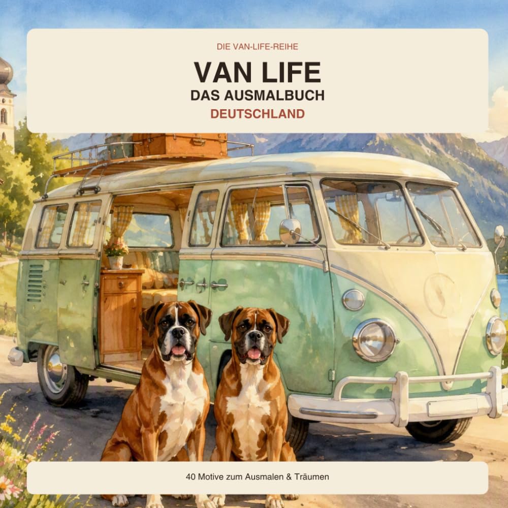 Buchcover: VAN LIFE – Das Ausmalbuch: Deutschland – Elly & Gustav auf großer Deutschlandtour